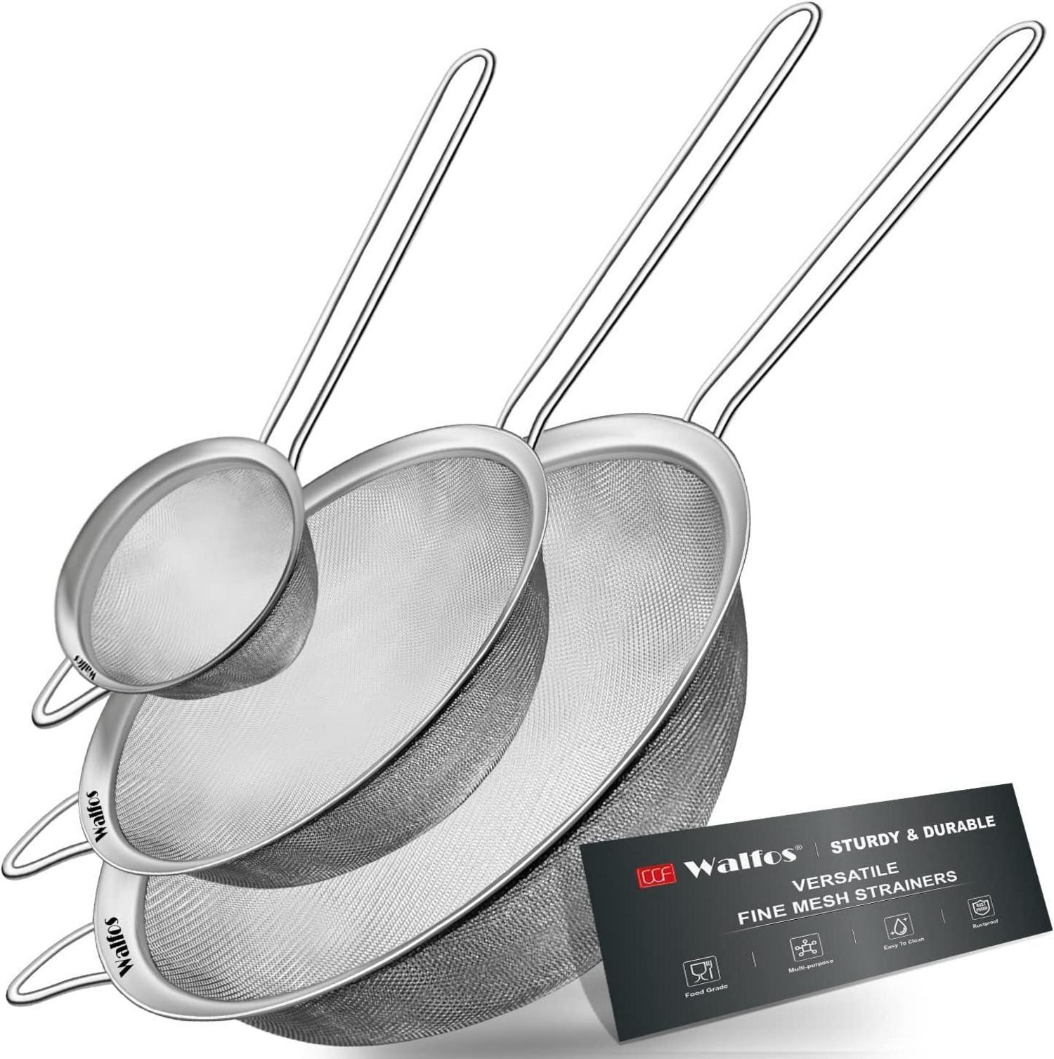 Feinmaschiges Sieb Set, Edelstahl-Drahtsieb mit Griff