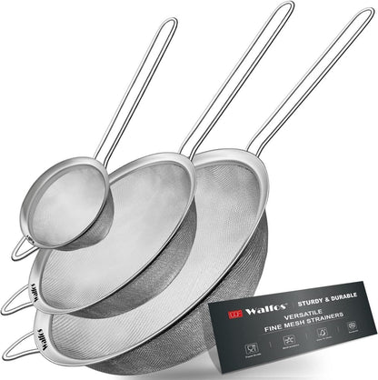 Feinmaschiges Sieb Set, Edelstahl-Drahtsieb mit Griff