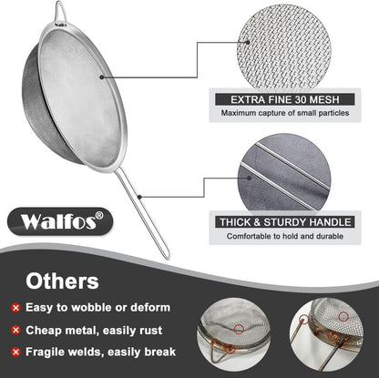 Feinmaschiges Sieb Set - Edelstahl Drahtsieb für Küche, Mehrzweck Metall Feinsieb, perfekt für Lebensmittel, Reis, Quinoa