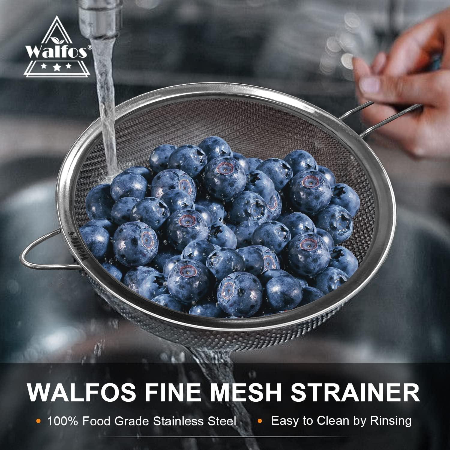 Feinmaschiges Küchensieb Set Edelstahl Griff Quinoa Reis 3, 5, 7 inch
