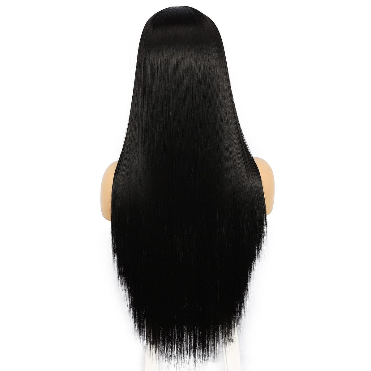Lange gerade schwarze Perücke 26 Zoll 13x6 Lace Front Synthetik