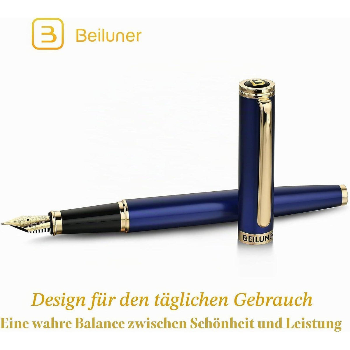 Blauer Füllfederhalter mit 24K Gold Feder (M) – Geschenkset