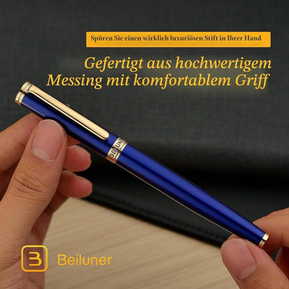 Blauer Füllfederhalter mit 24K Gold Feder (M) – Geschenkset