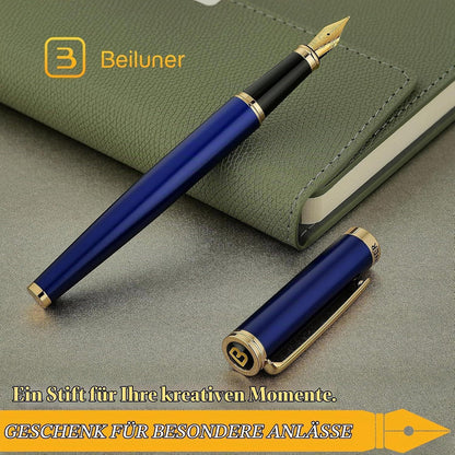 Blauer Füllfederhalter mit 24K Gold Feder (M) – Geschenkset