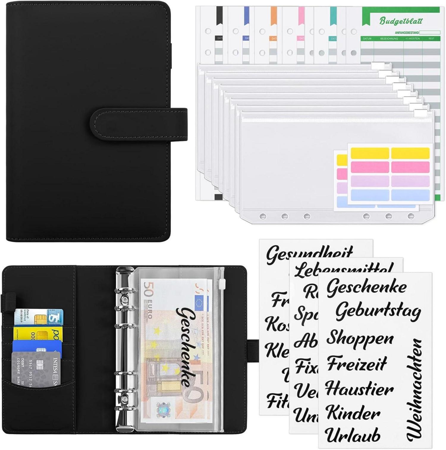 Budget Planner Deutsch A6 PU-Leder Geld Organizer