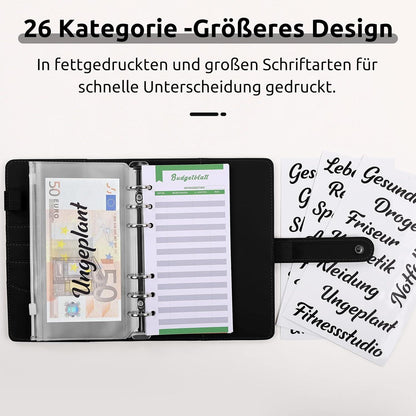 Budget Planner Deutsch A6 PU-Leder Geld Organizer