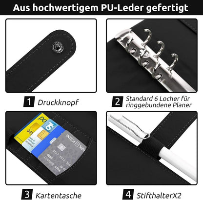 KONVINIT Budget Planner A6 mit Geldumschlägen und Budget Blättern, Schwarz