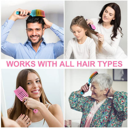 Entwirrungsbürste Wildschweinborsten Haarstyling Bürste Gradient+Rosa
