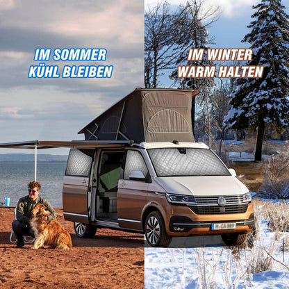 Thermatte Sonnenschutz VW T5 T6 LWB – 8tlg. Frontscheibe & Seitenscheiben