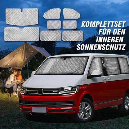 Thermatte Sonnenschutz VW T5 T6 LWB – 8tlg. Frontscheibe & Seitenscheiben