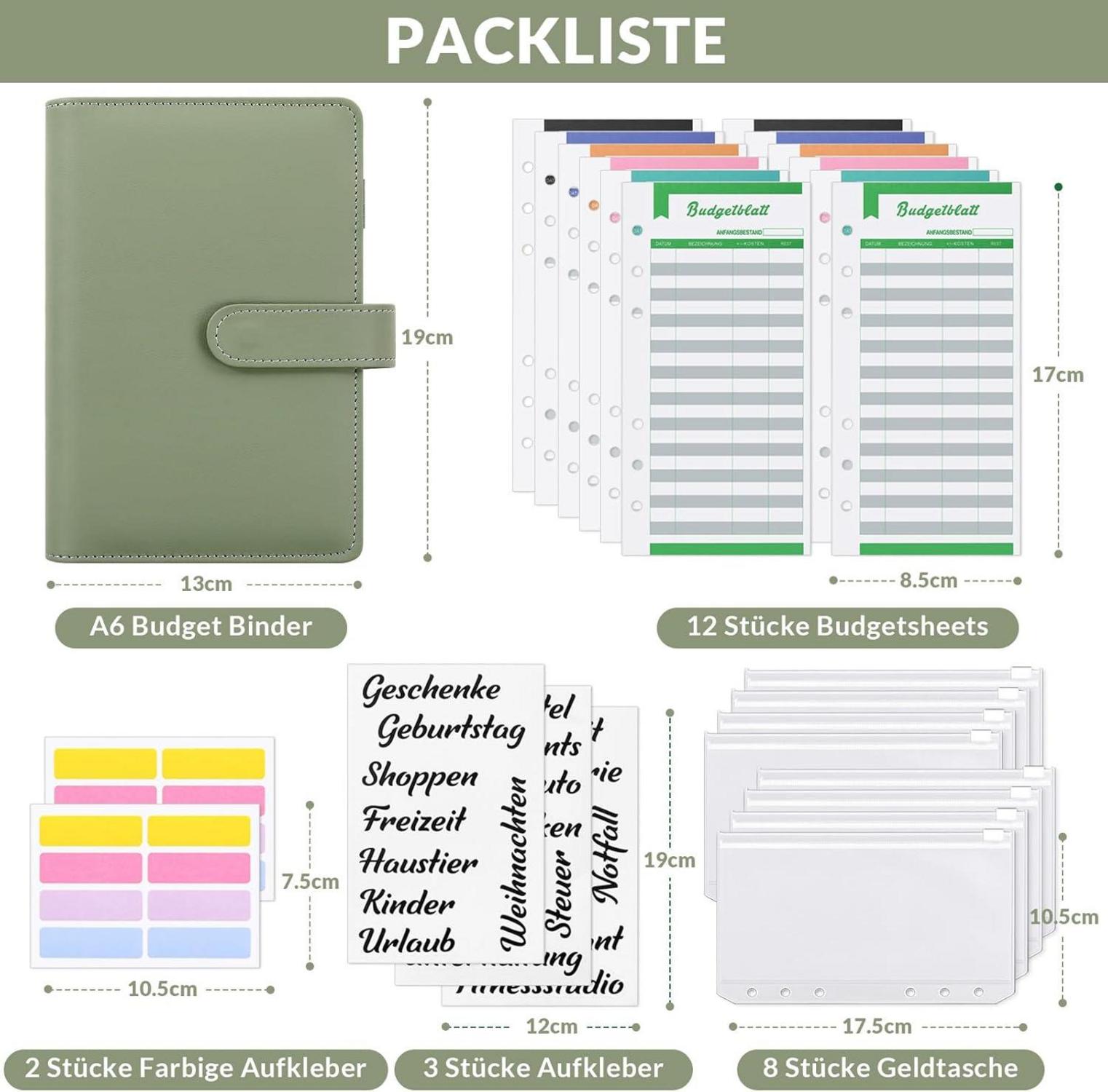 Deutsch A6 Budget Binder Geldumschläge Budget Blätter