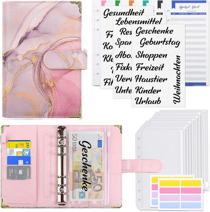 Budget Planer A6 mit Geldumschläge, Budgetsheets und