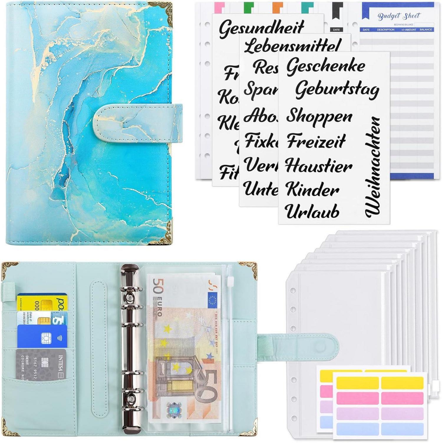Budget Binder A6 mit Geldumschlägen und Kategorien-Etiketten