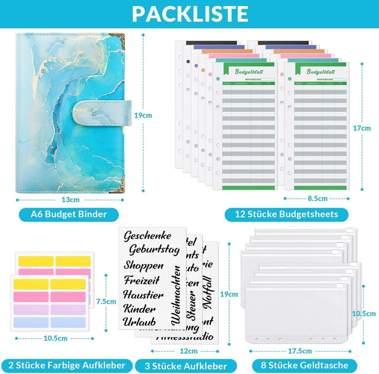 KONVINIT Budget Planner A6 mit Geldumschläge und