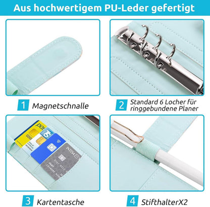 KONVINIT Budget Planner A6 Blau mit Geldumschläge & Kategorien-Etiketten