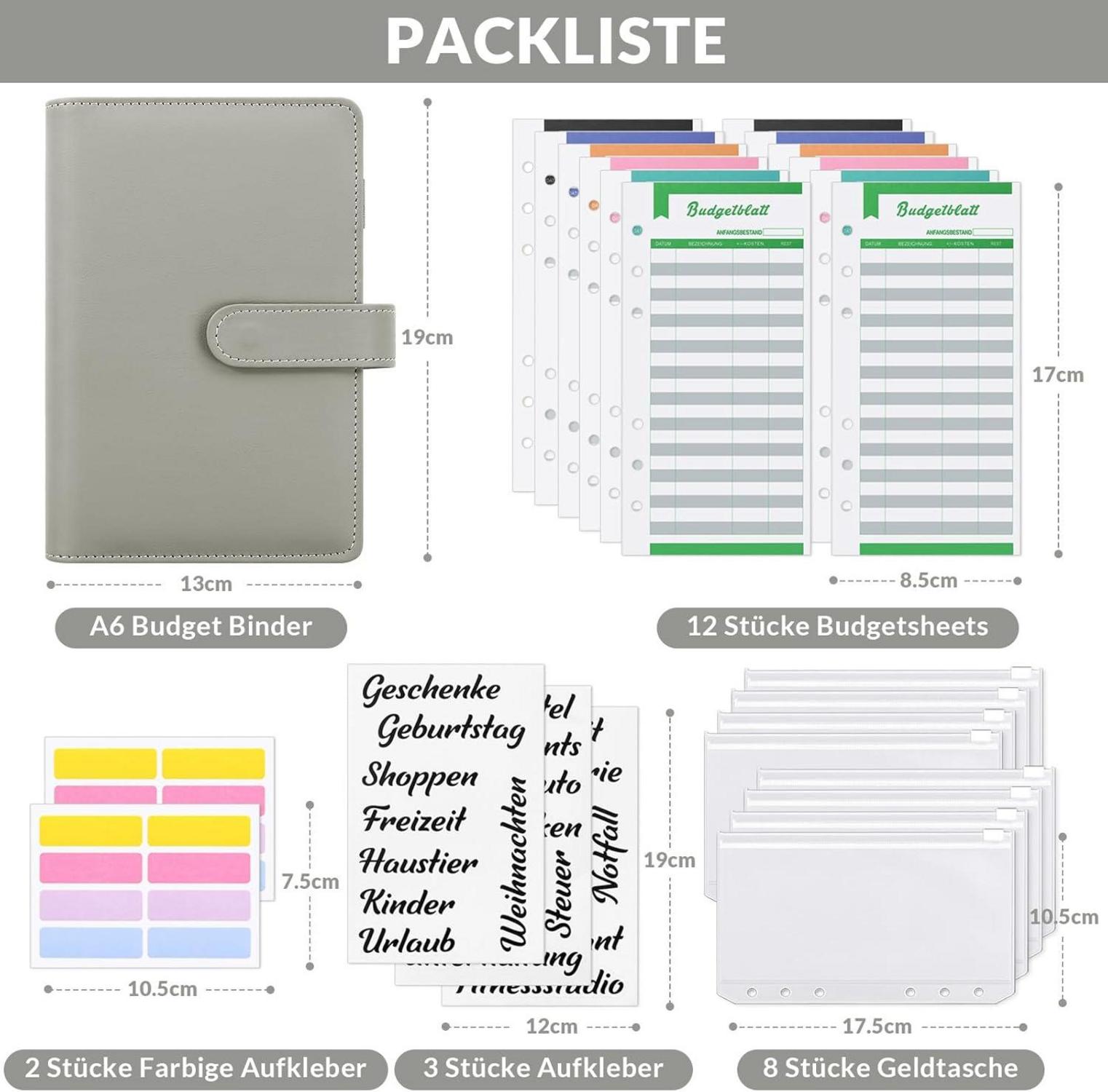 Budget Planner A6 mit Geldumschlägen,Transparente