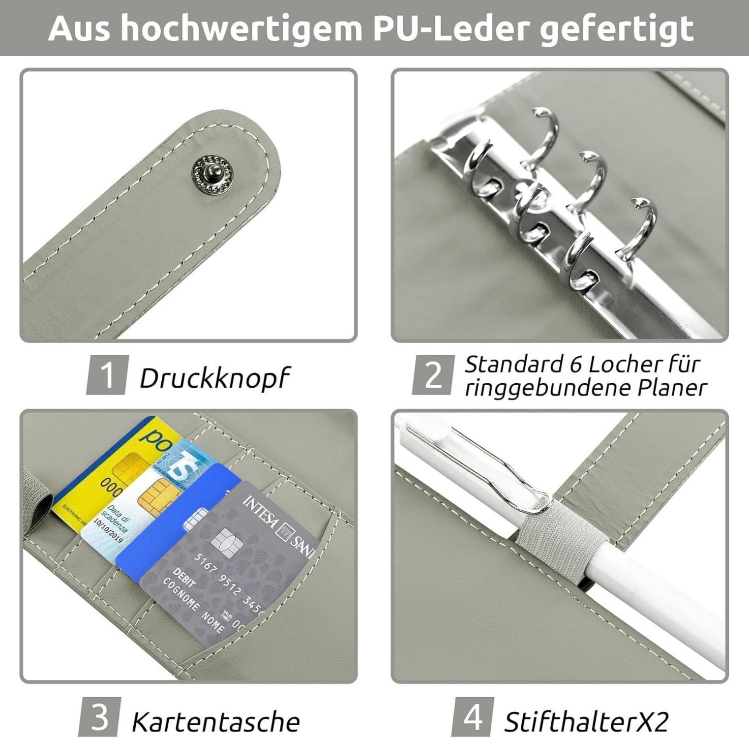 KONVINIT Budget Planner A6 mit Geldumschlägen und Budget Blättern, grau