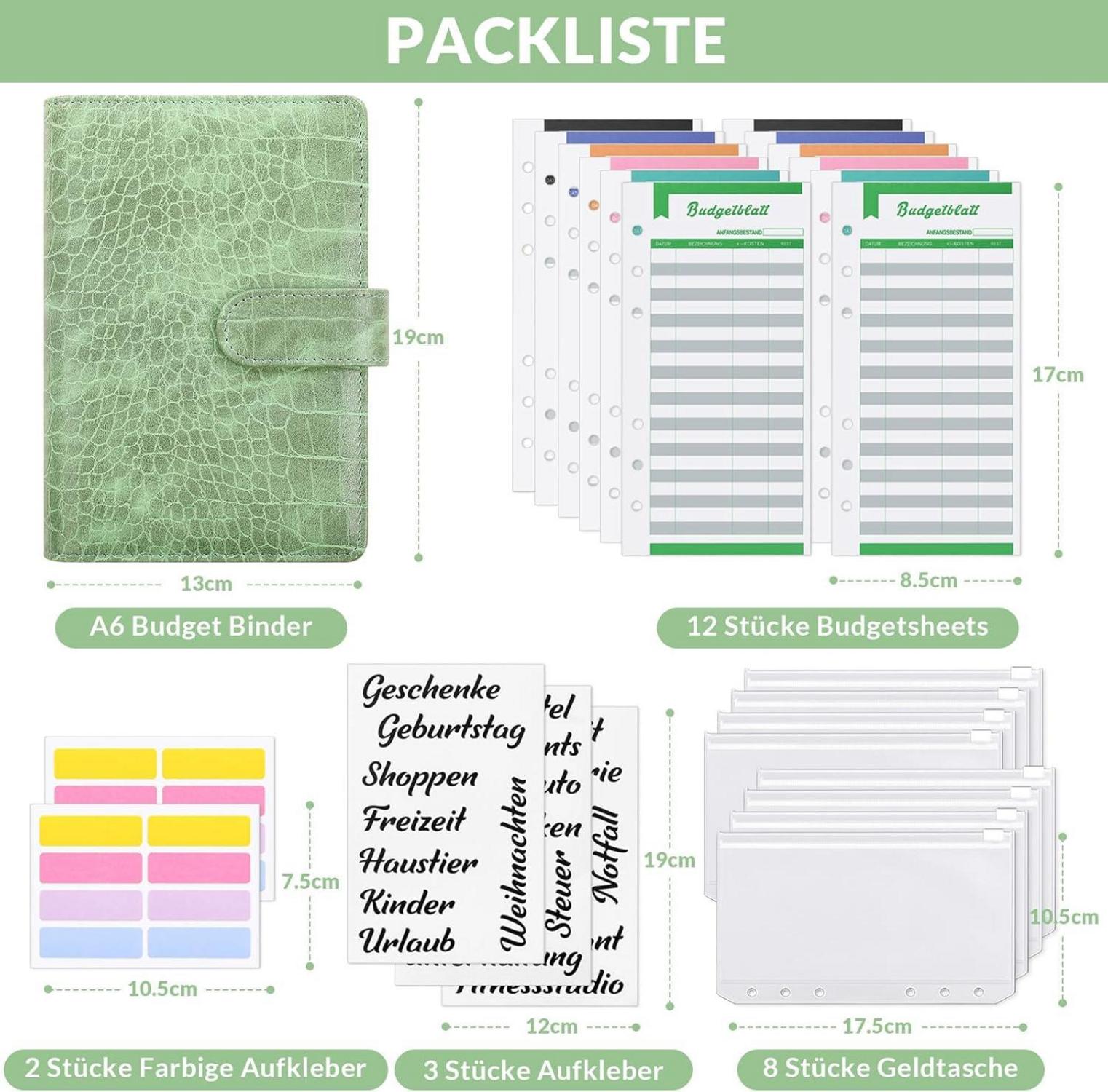 Budget Planner A6 mit Geldumschläge und