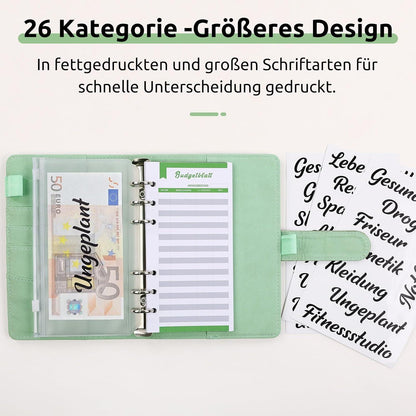 Budget Planner A6 mit Geldumschlägen und Labels, Finanzplaner Set