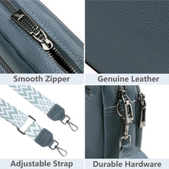 Crossbody Bag Damen Echtes Leder Umhängetasche Schultergurt Schwarz