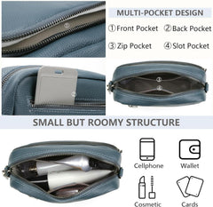 GSenhui Crossbody Bag Damen Echtes Leder Kleine Umhängetasche Reißverschluss