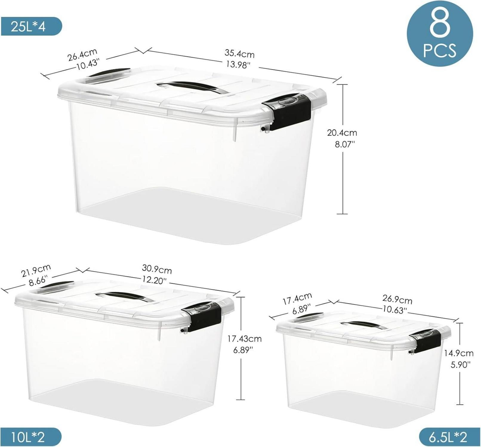 Greentainer 8er Set Aufbewahrungsboxen Stapelbar Transparent