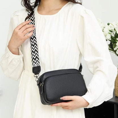 Damen Crossbody Bag Echtes Leder Umhängetasche Schwarz