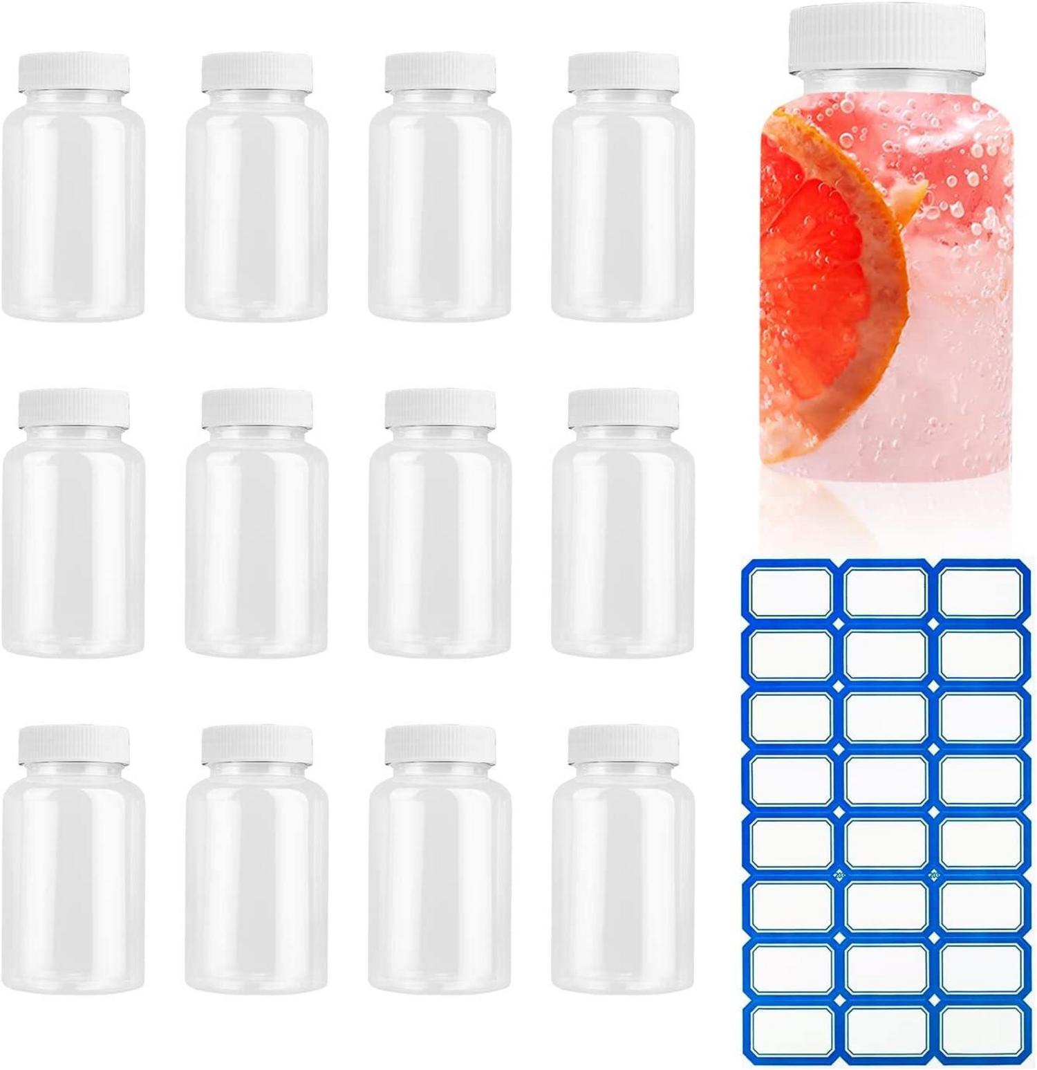 12er Set 100ml klare Saftflaschen mit Deckel und Aufkleber