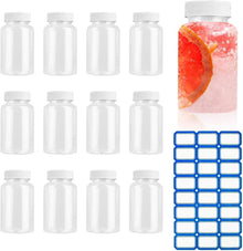 12er Set 100ml klare Saftflaschen mit Deckel und Aufkleber