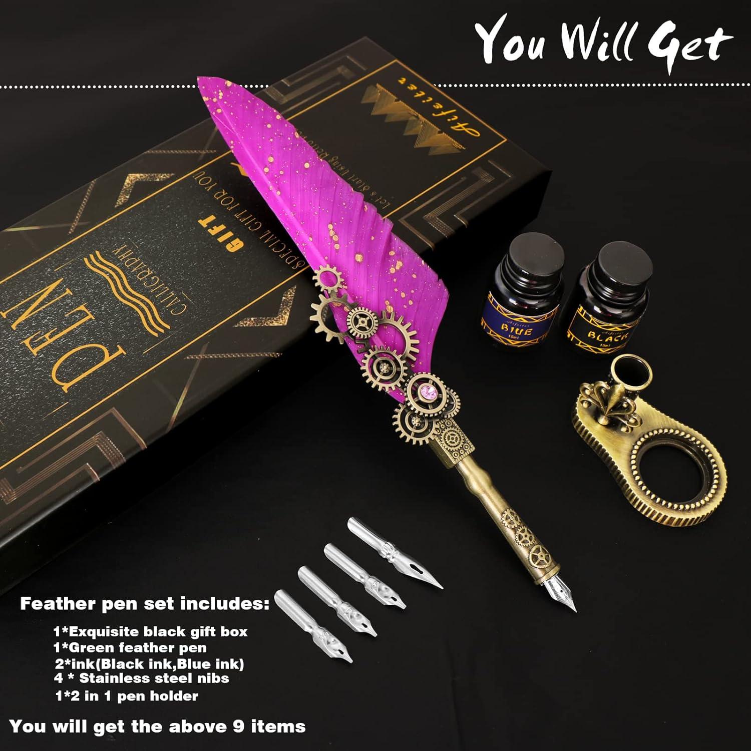 Kalligraphie Feder Set mit Vintage Luxus Pen - Lila