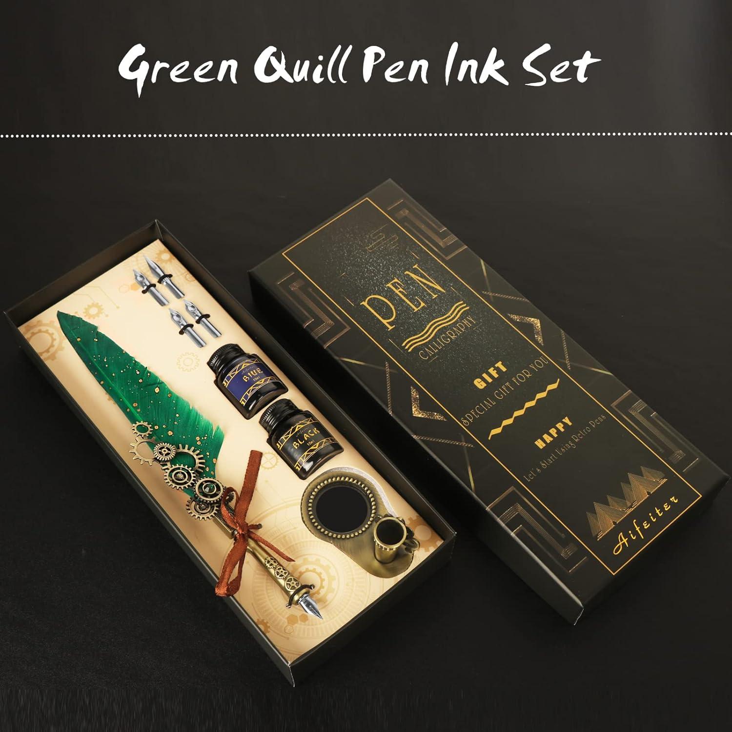 Kalligraphie Federkiel Tinte Set Vintage Stift Luxus Signatur - grün