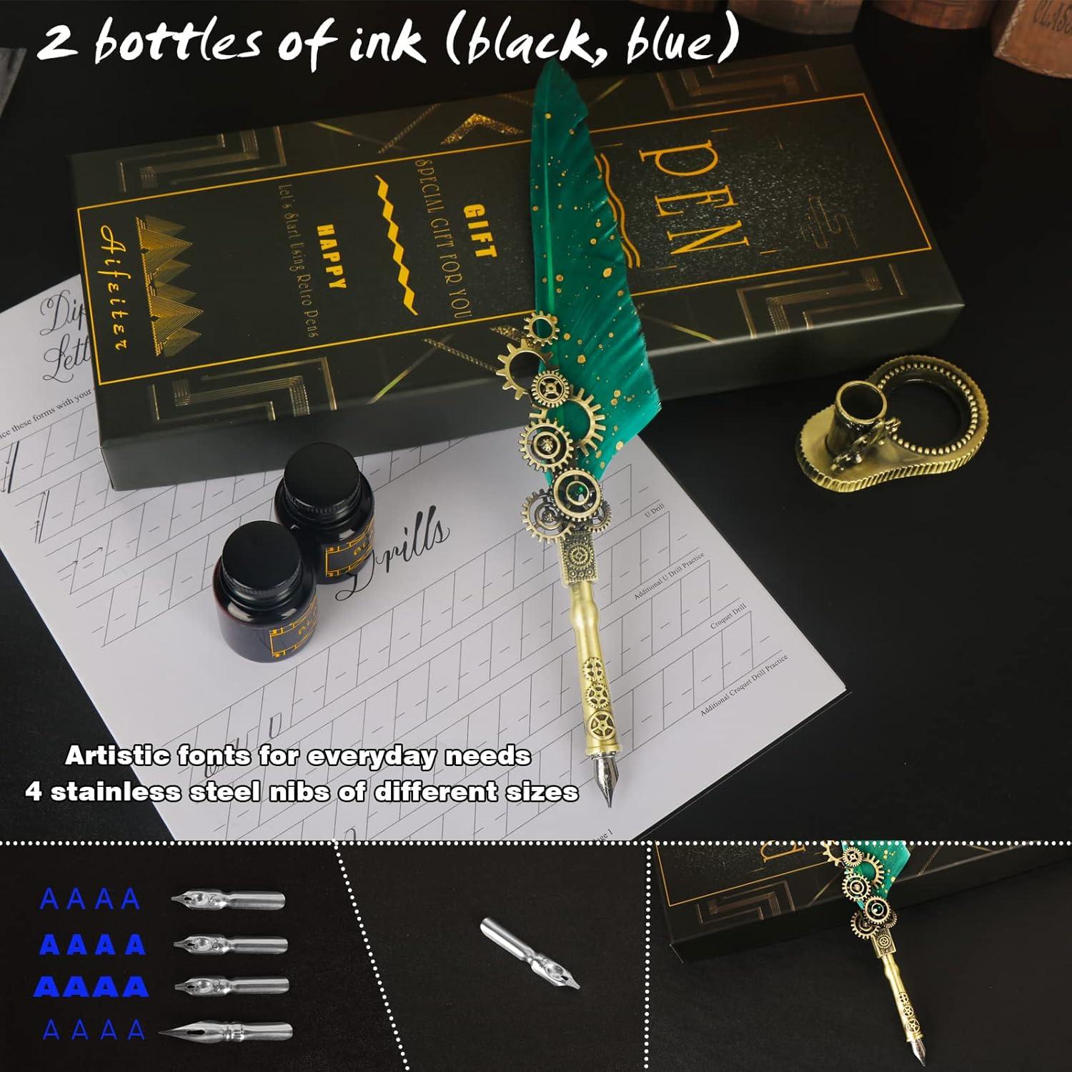 Federkiel Tinte Set Kalligraphie Stift Luxus Vintage Signatur grün