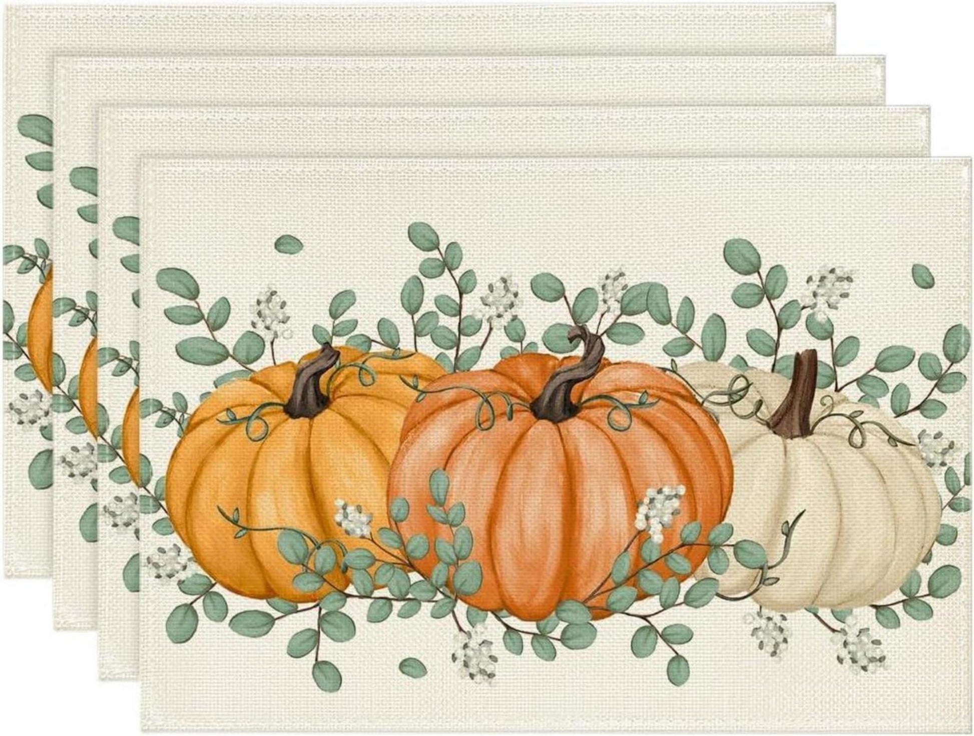 Artoid Herbst Kürbis Eukalyptus Tischsets 4er Set 30x45cm Orange