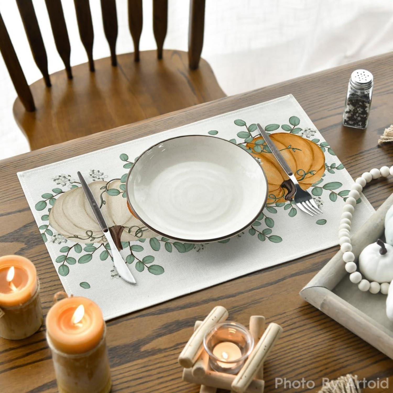 Artoid Mode Orange Kürbis Herbst Tischsets 4er Set 30x45cm