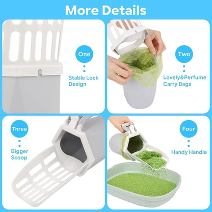 Upgraded Katzenstreuschaufel mit Halterung, Bags