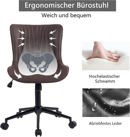 YOUTASTE Bürostuhl Ergonomischer Fischschwanz-Design Rollen Braun