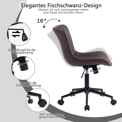 YOUTASTE Bürostuhl ergonomisch Fischschwanz Rollen höhenverstellbar