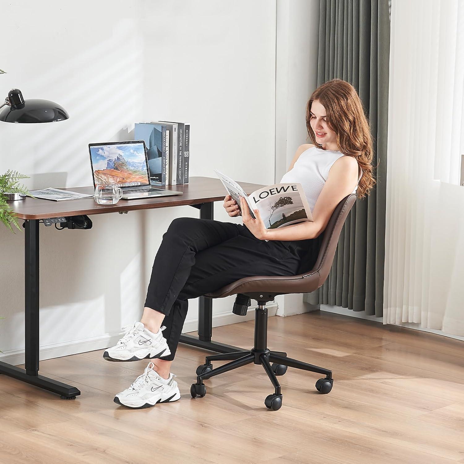 YOUTASTE Bürostuhl Ergonomischer Fischschwanz-Design Rollen Braun