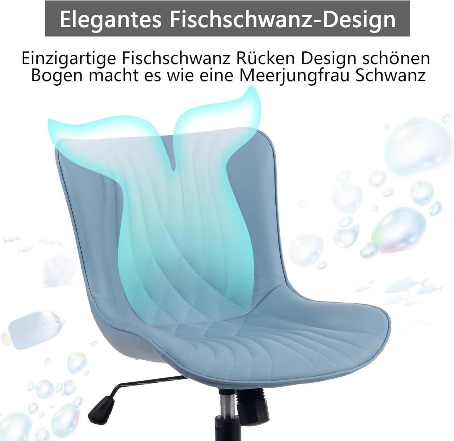 Ergonomischer Bürostuhl mit Fischschwanz-Design, Blau