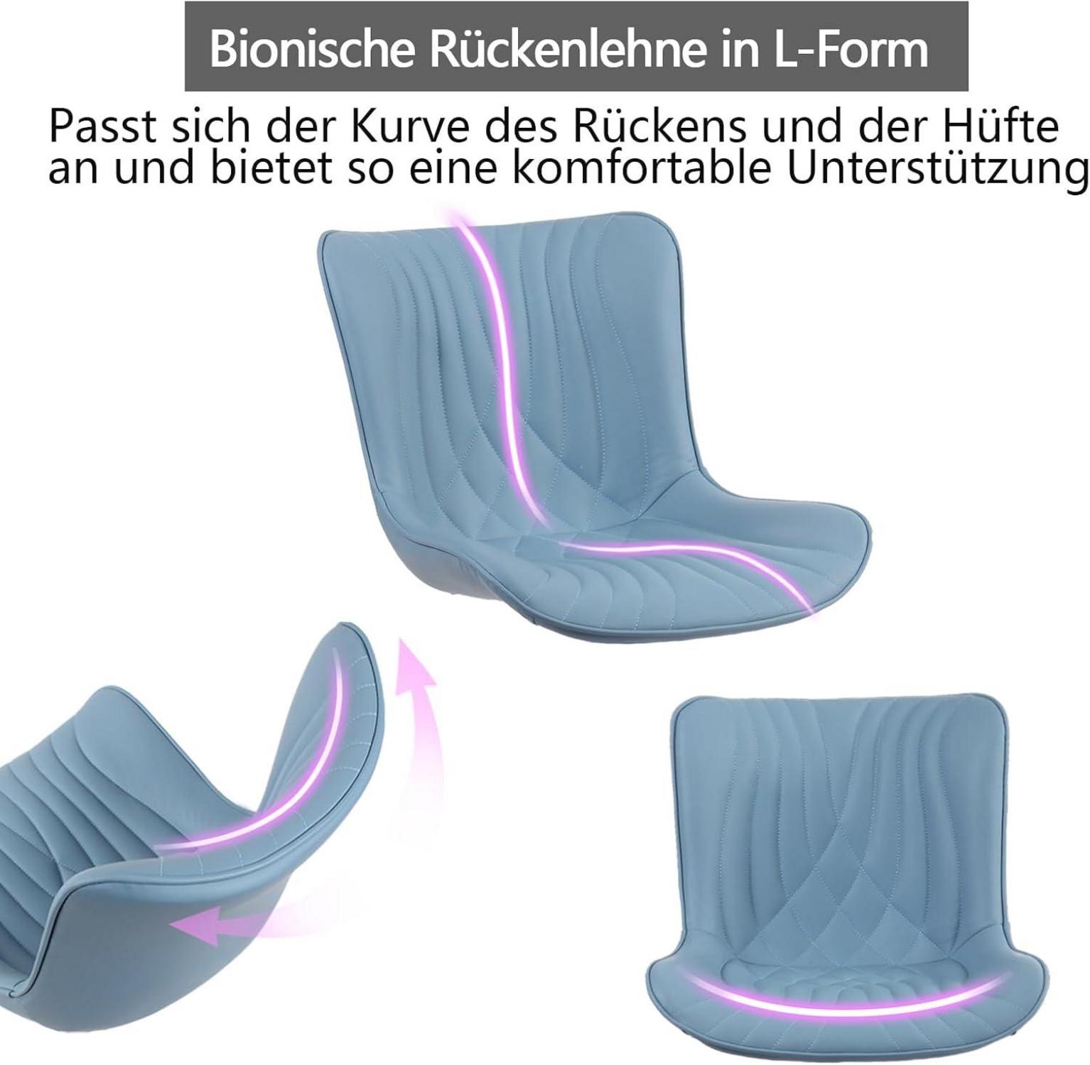 Ergonomischer Bürostuhl mit Fischschwanz-Design und Wippfunktion, blau