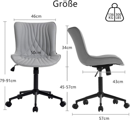 YOUTASTE Bürostuhl Ergonomisch Fischschwanz-Design Grau