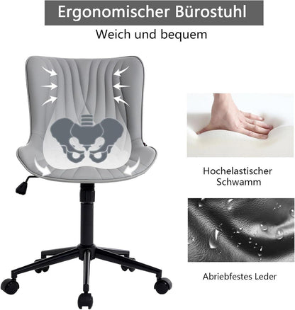 YOUTASTE Bürostuhl Ergonomischer Fischschwanz-Design Grau