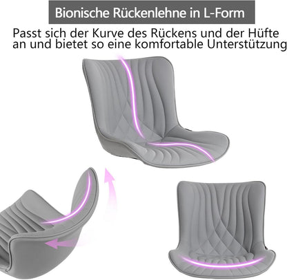 Ergonomischer Bürostuhl mit Fischschwanz-Design, Rollen, höhenverstellbar, grau
