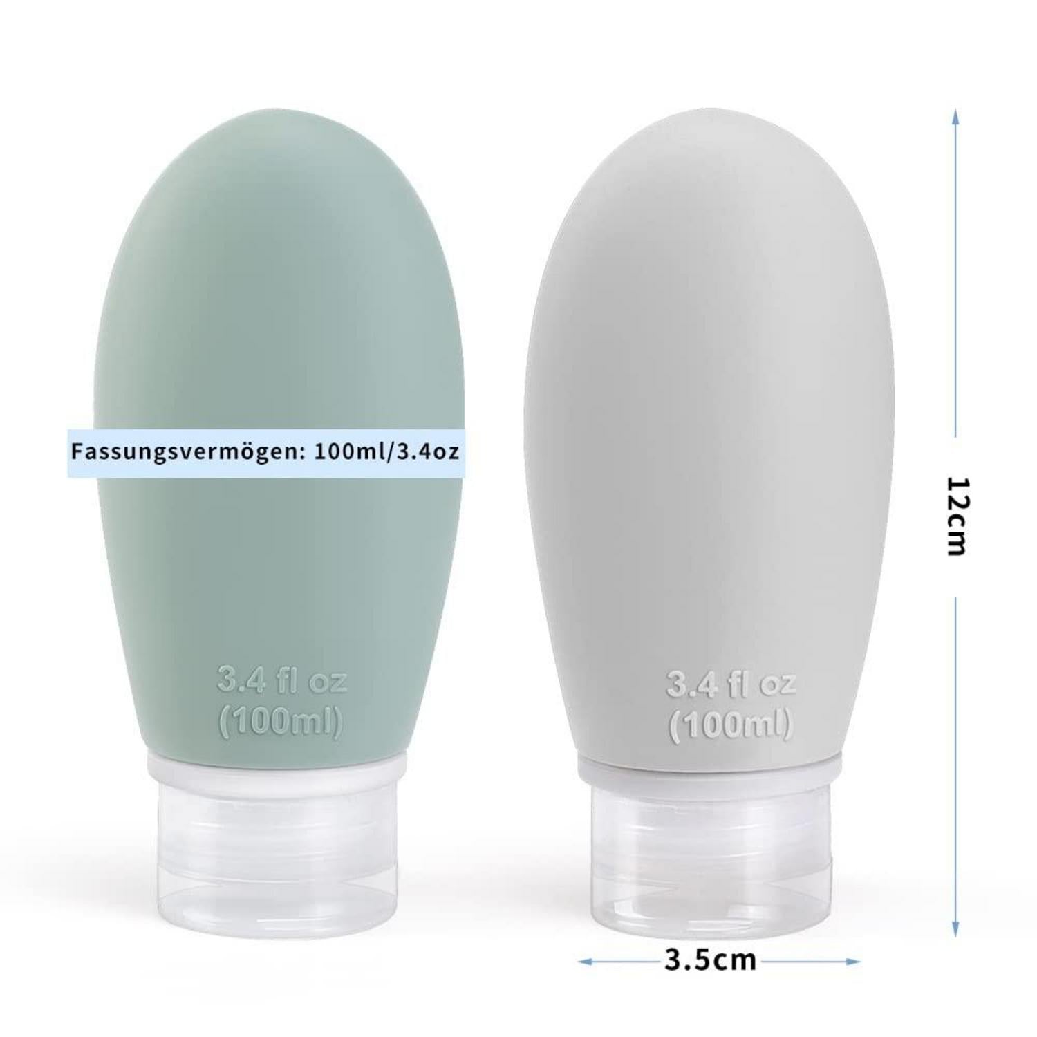 3er Set Auslaufsichere Silikon Reiseflaschen 100ml BPA-frei