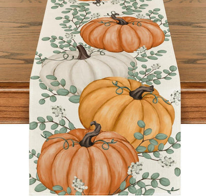 Herbst Tischläufer Orange Kürbisse Dekoration 40x140 cm