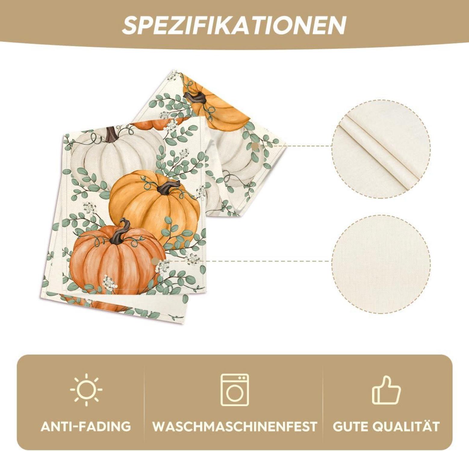 Artoid Mode Orange Kürbisse Eukalyptus Herbst Tischläufer 40x140 cm