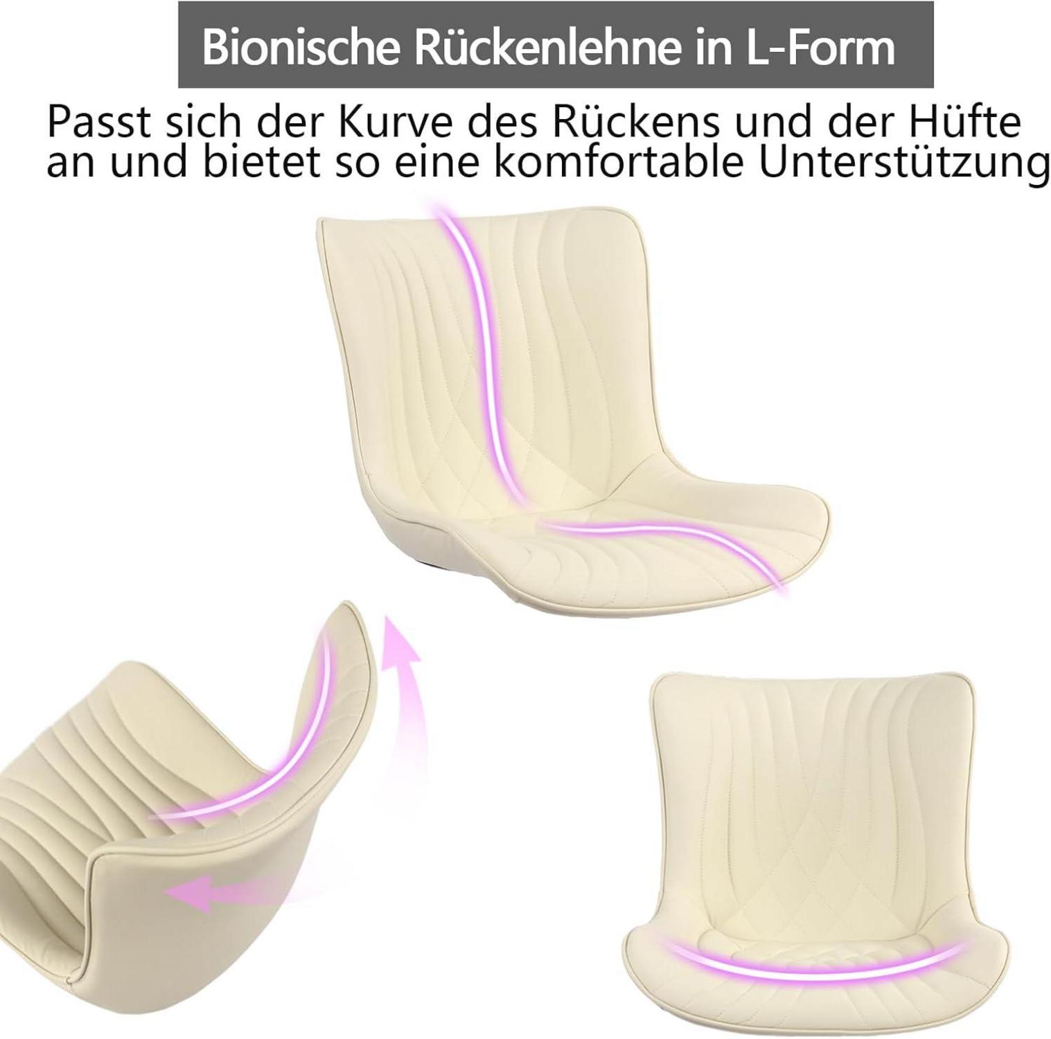 Ergonomischer Bürostuhl Fischschwanz Design Rollen Höhenverstellbar Beige