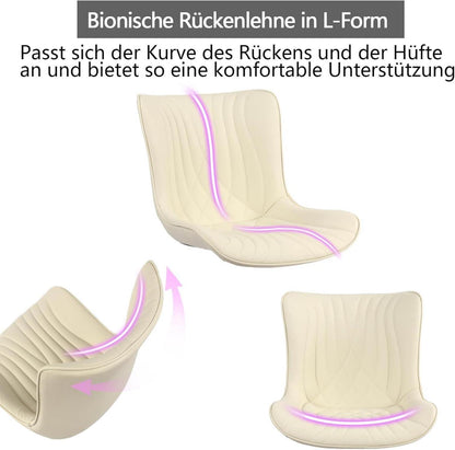 Ergonomischer Bürostuhl Fischschwanz Design Rollen Höhenverstellbar Beige