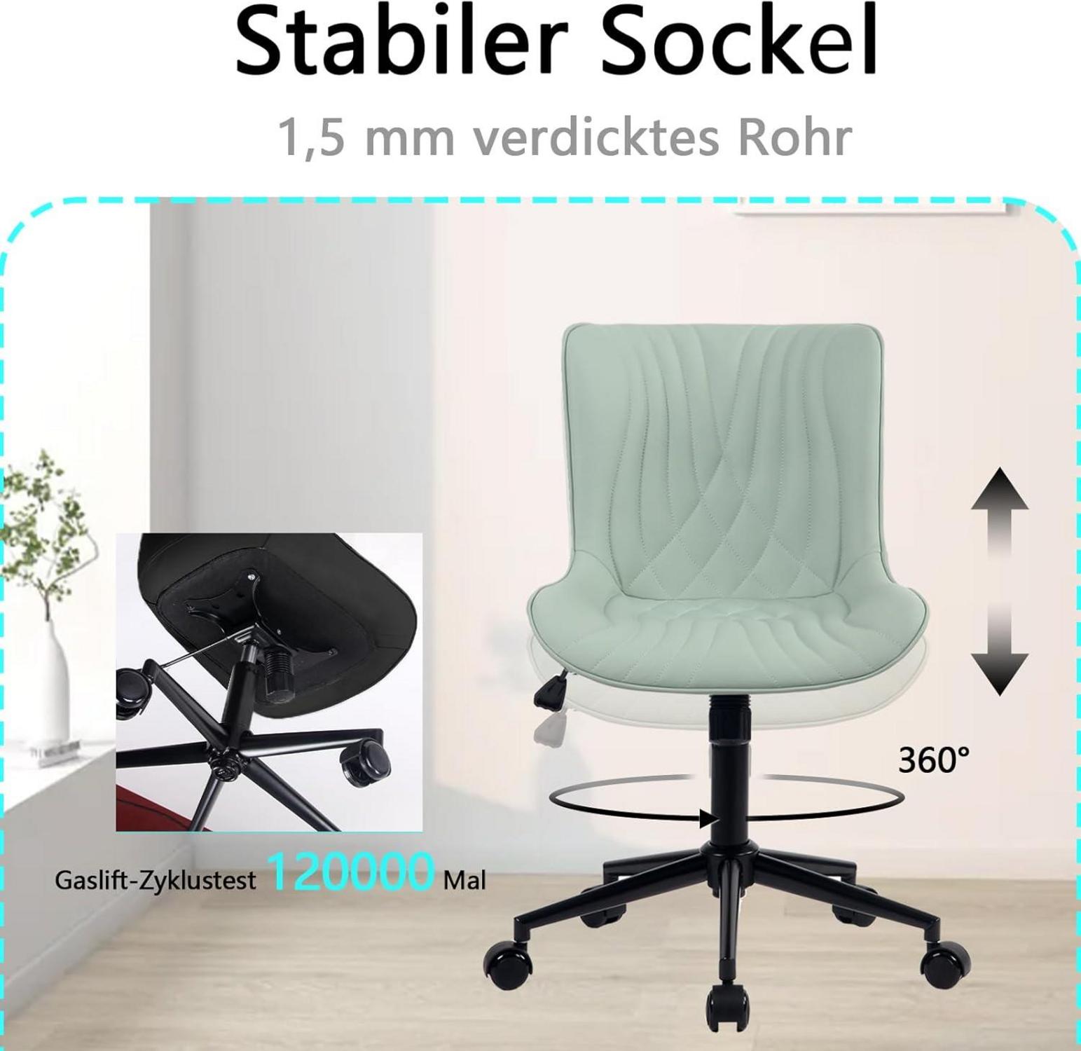 Bürostuhl Ergonomisch Fischschwanz-Design Rollen Wippfunktion MintGrün