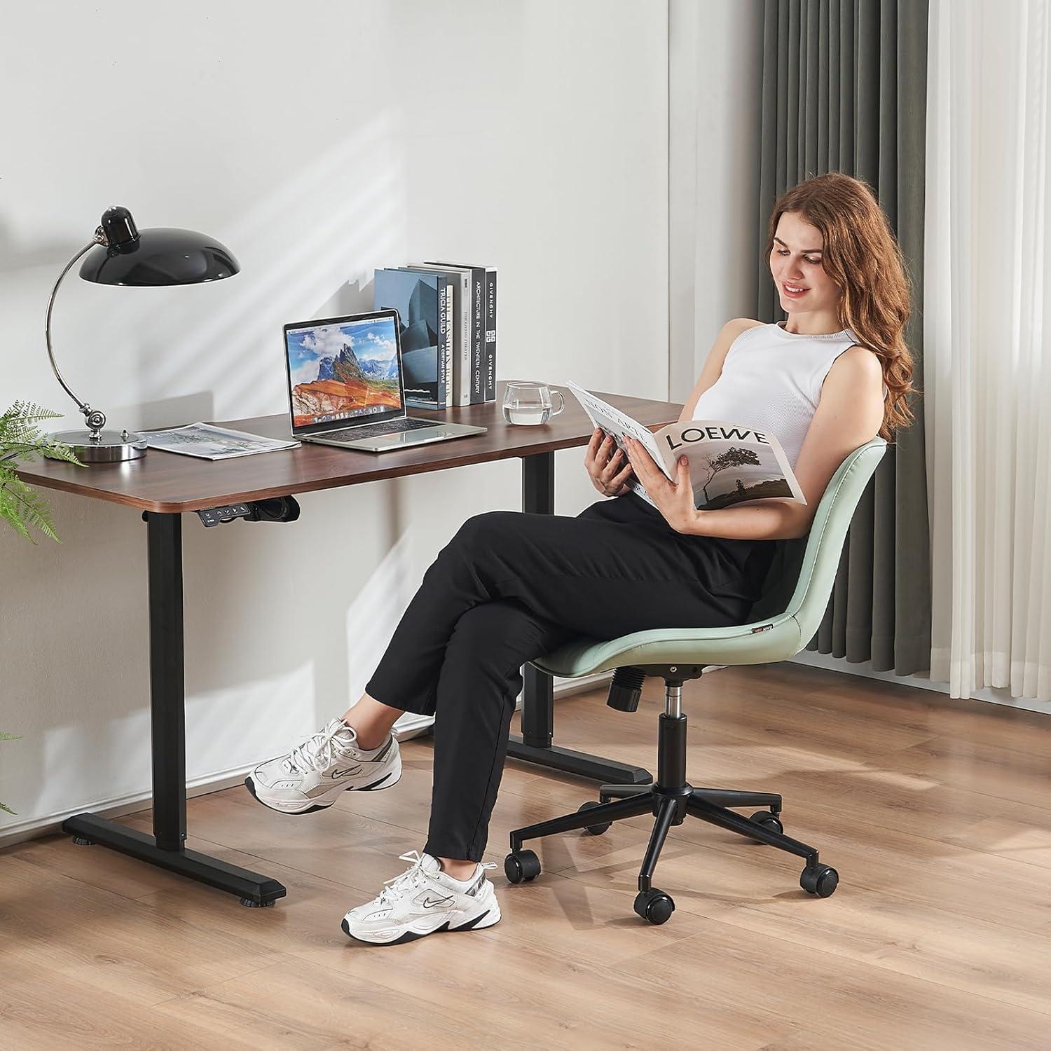 Ergonomischer Bürostuhl mit Fischschwanz-Design und Rollen, höhenverstellbar, Wippfunktion - MintGrün